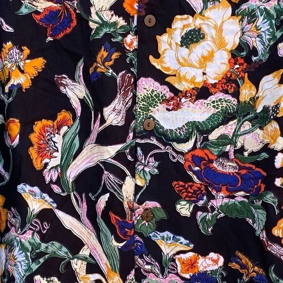 MEN'S RAGA MAN: BLACK FLORAL PRINT LONG SLEEVE SHIRT. MEDIUM. NWT - Picture 3 of 5